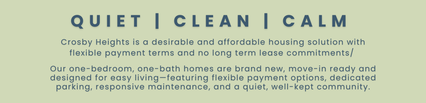 Quiet Clean Calm Banner